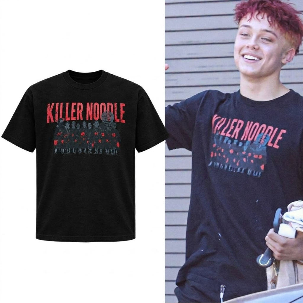 Knox Jolie-Pitt Killer Noodle Black Graphic T-Shirt Knox Jolie-Pitt Merch 2026 Gift For Husband - Merchluma