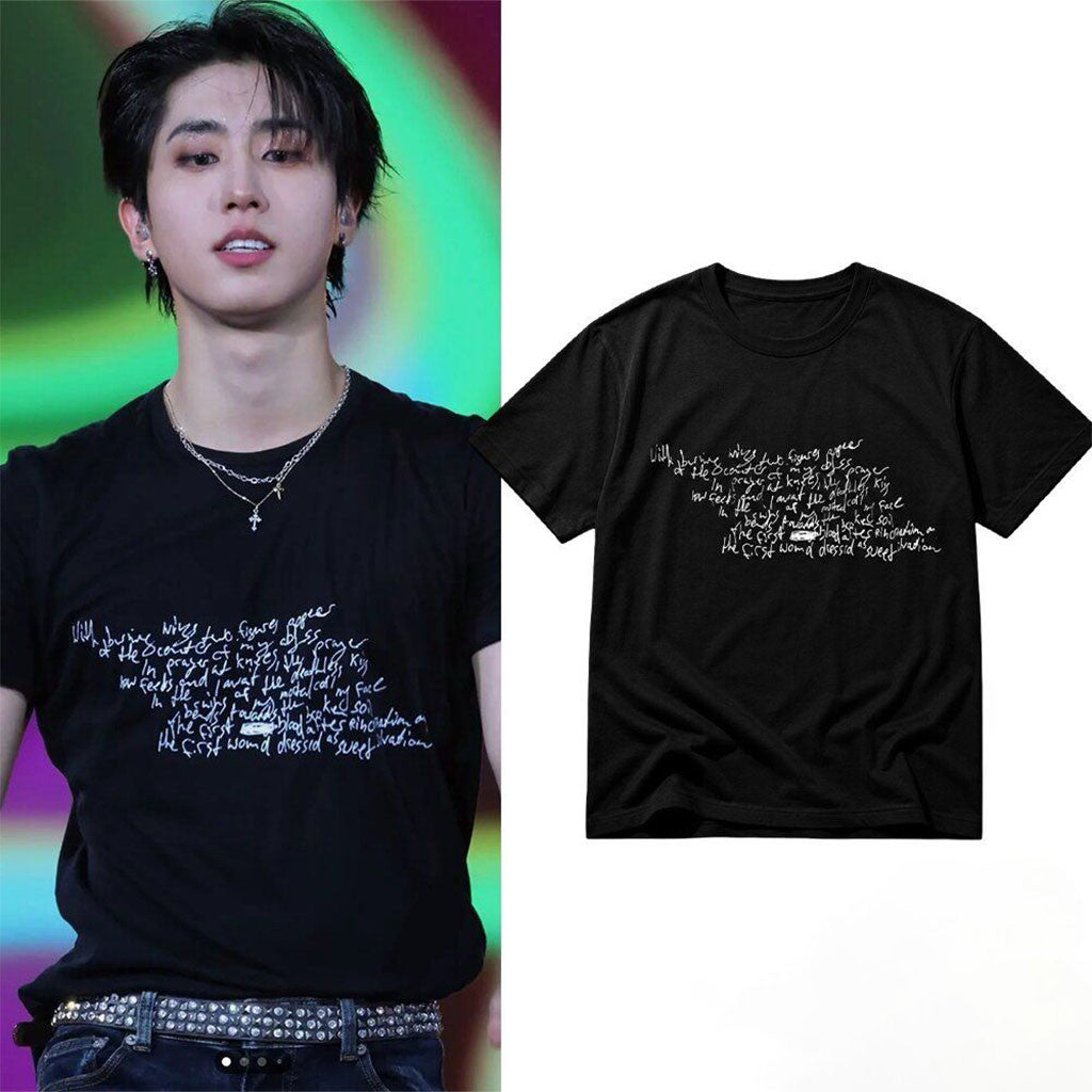 Stray Kids Han Jisung Handwritten Demeulemeester Poem Sample T-Shirt Stray Kids Merch Gifts - Merchluma