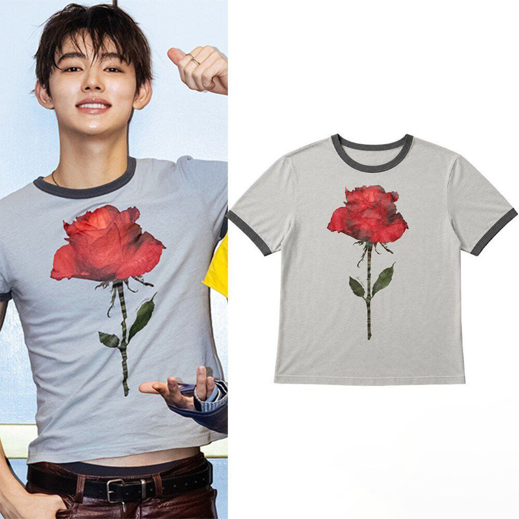 CORTIS Seonghyeon Acne Studios Red Rose Ringer T-Shirt Cortis Merch Gifts For Fans - Merchluma