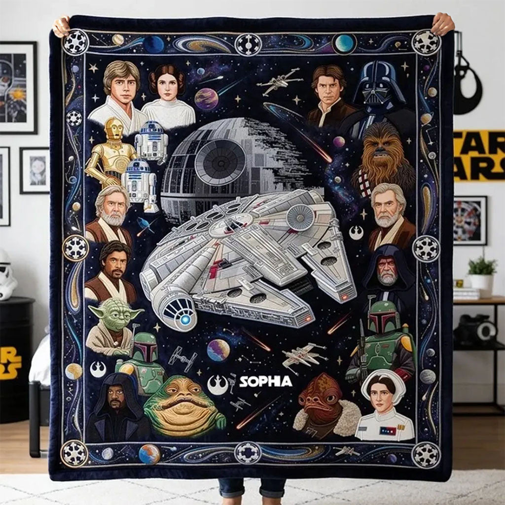 Personalized Star Wars Millennium Falcon Blanket Star Wars Merch Best Gift For Sci Fi Fans - Merchluma