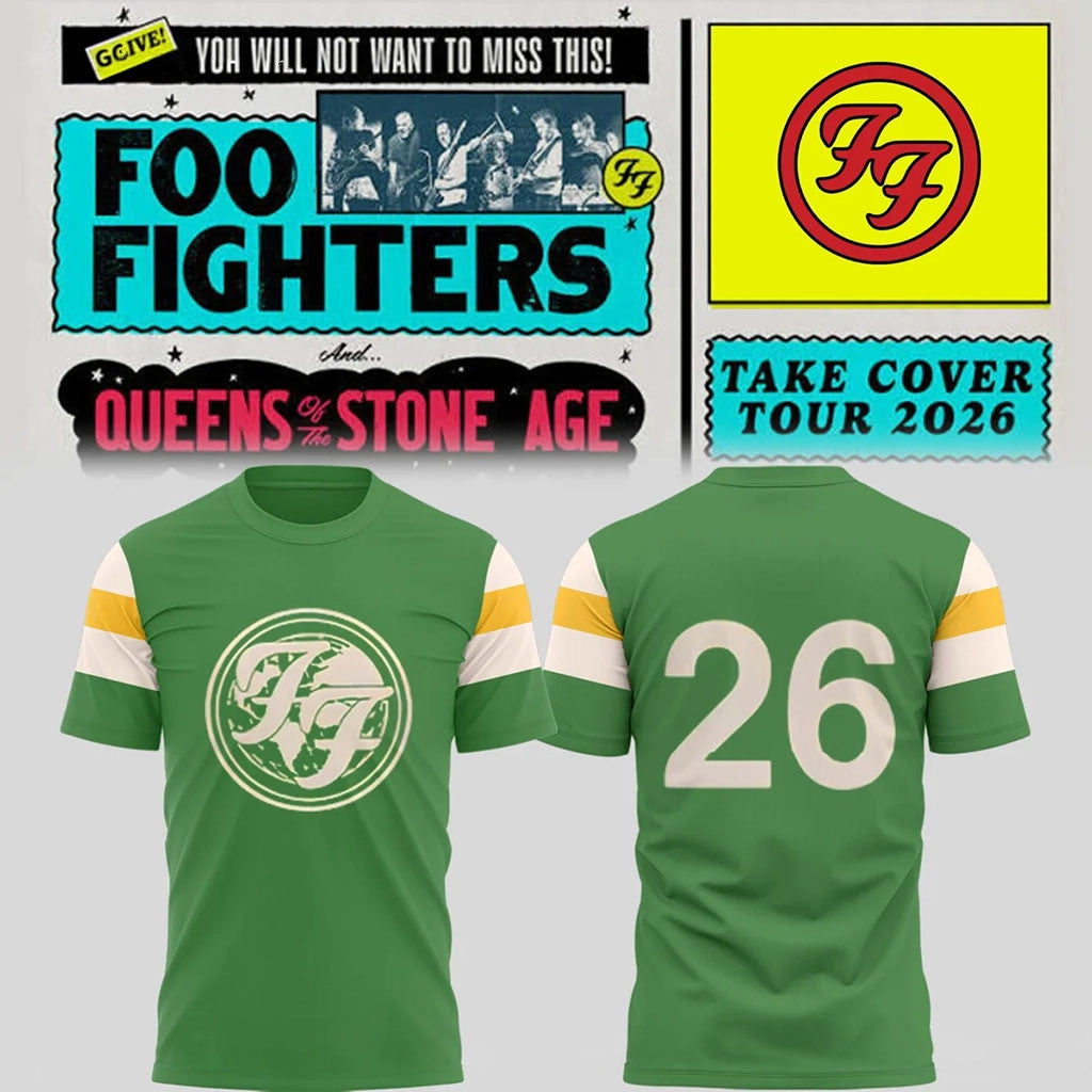 Foo Fighters Take Cover Tour Merch 2026 FF Circle Logo T-Shirt Cool Gift For Rock Band Fans - Merchluma