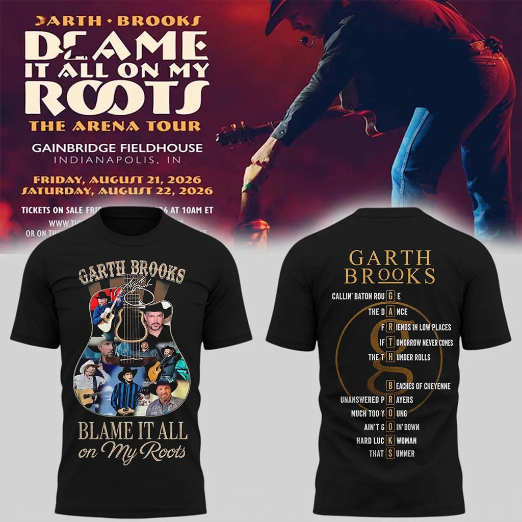 Garth Brooks Blame It All On My Roots T-Shirt 2026 The Arena Tour Merch Music Country Fan Gift - Merchluma