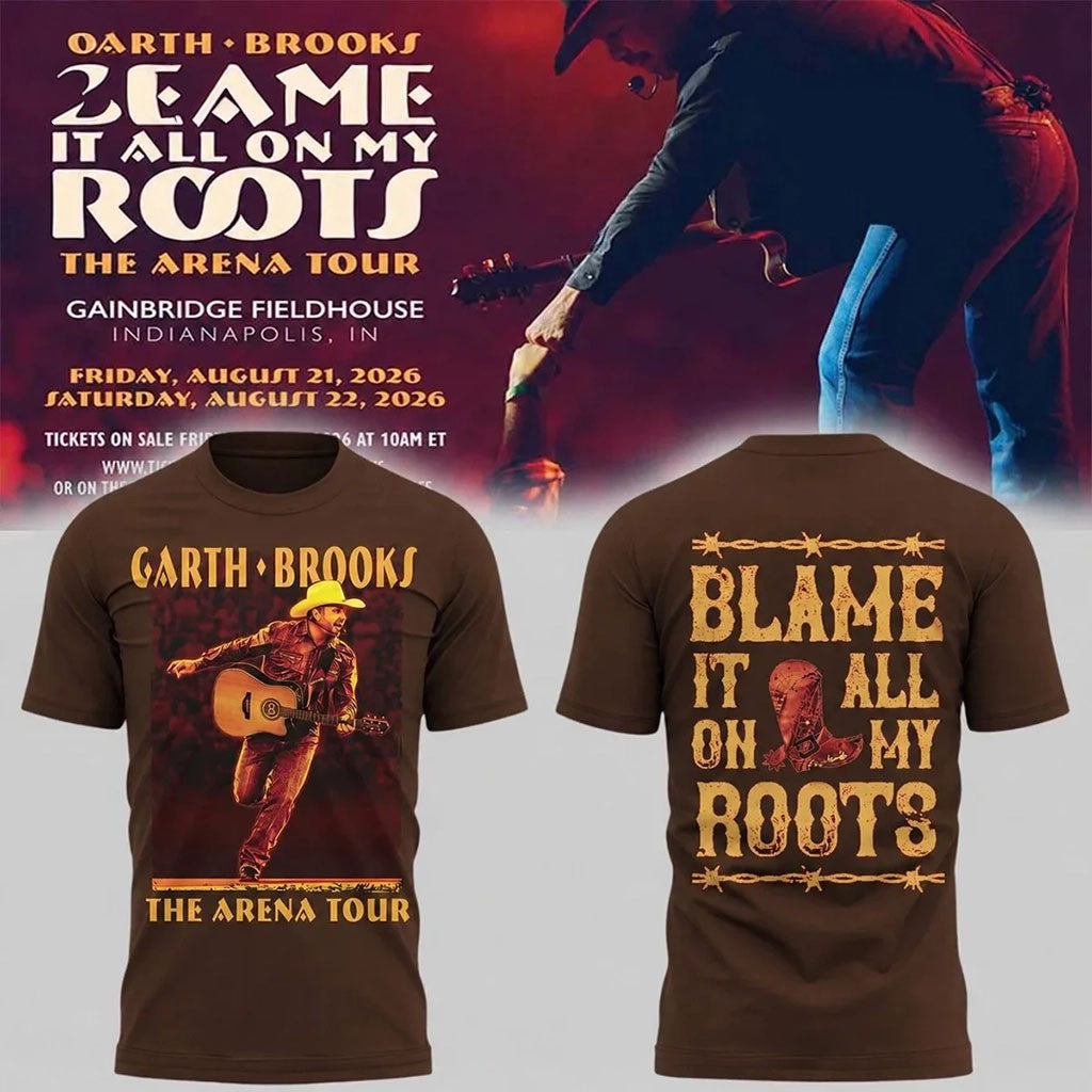 Garth Brooks Merch Blame It All On My Roots T-Shirt 2026 The Arena Tour Shirt Country Fan Gift - Merchluma