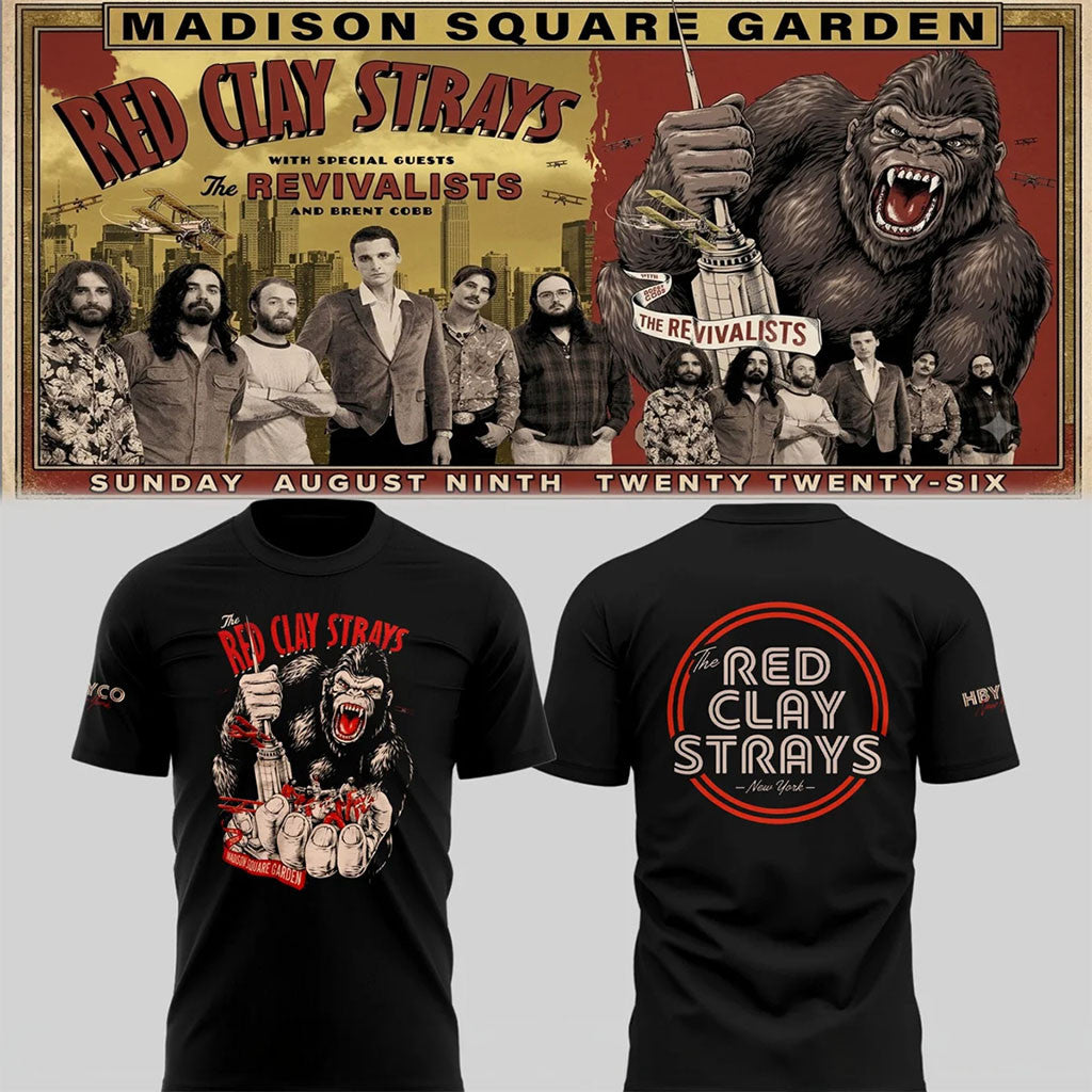 The Red Clay Strays Merch 2026 The Grateful Tour In MSG NYC Bigfoot T-Shirt Black Fan Gear - Merchluma