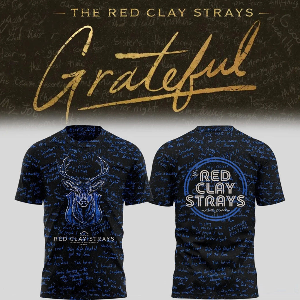 The Red Clay Strays Merch 2026 The Grateful Tour In Grand Forks ND Deer T-Shirt Rock Fan Gear - Merchluma