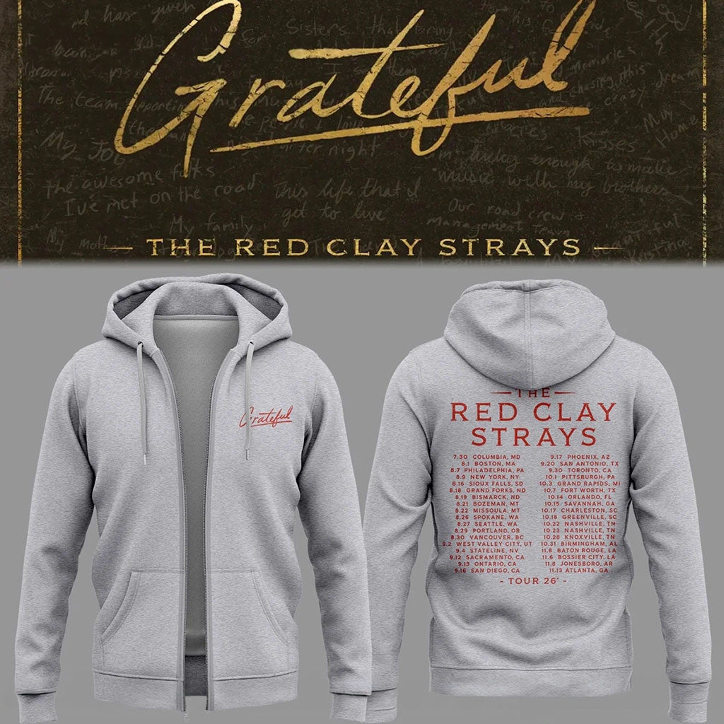 The Red Clay Strays Merch The Grateful Tour 2026 Zip Hoodie Best Gift For Rock Fan - Merchluma