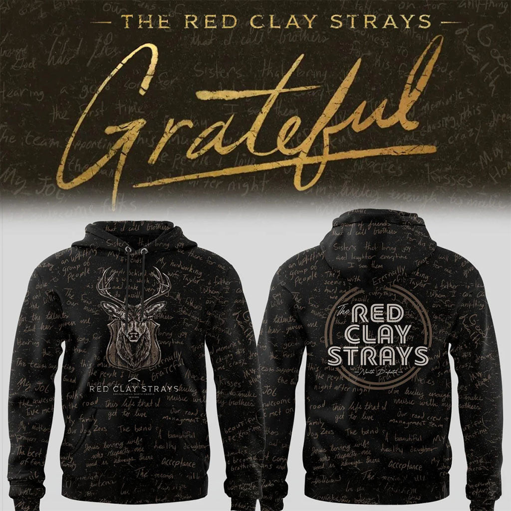 The Red Clay Strays Merch The Grateful Tour 2026 In Grand Forks ND Deer Hoodie Rock Fan Gift - Merchluma