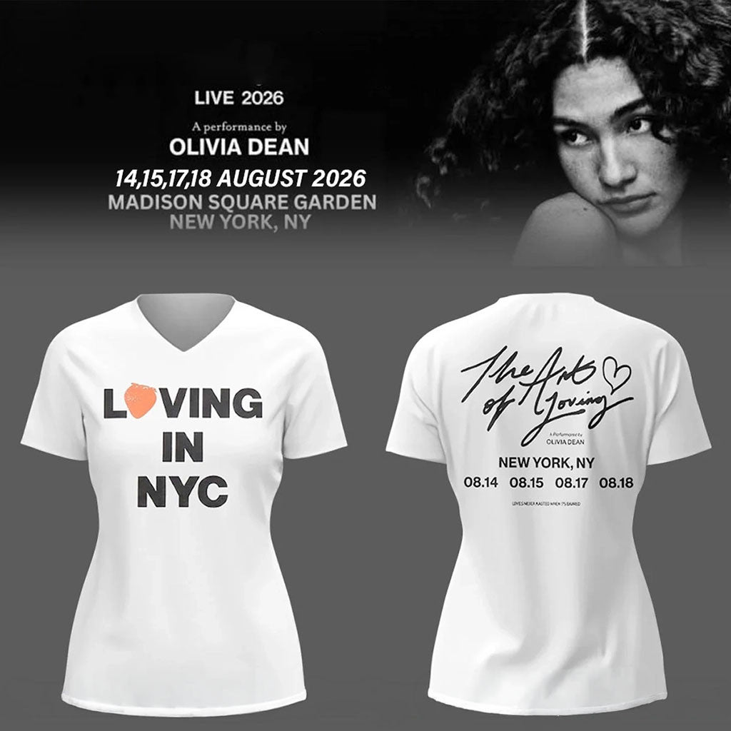 Olivia Dean Merch The Art Of Loving Live 2026 In NYC V-Neck Shirt Gifts For Music Fans - Merchluma