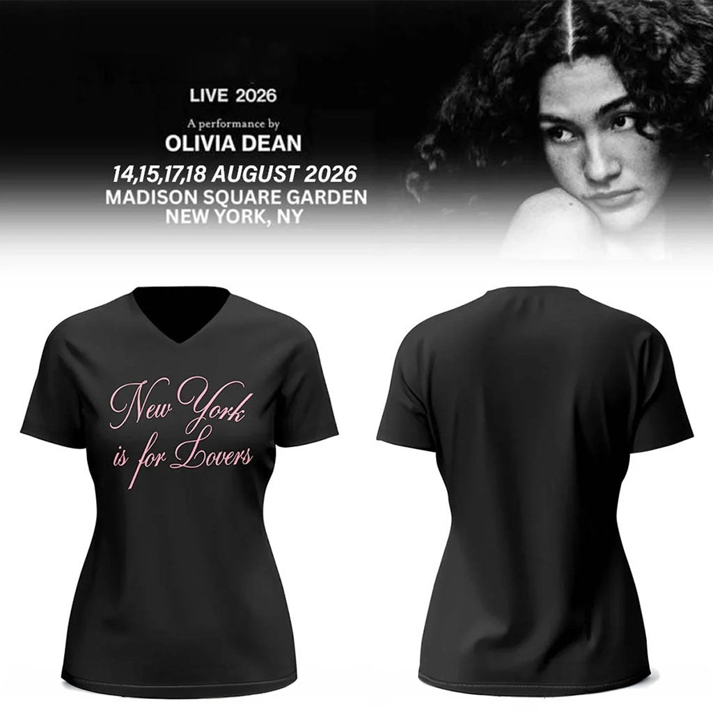 Olivia Dean Merch The Art Of Loving Live 2026 In NYC V-Neck Shirt New York Is For Lovers Shirt - Merchluma