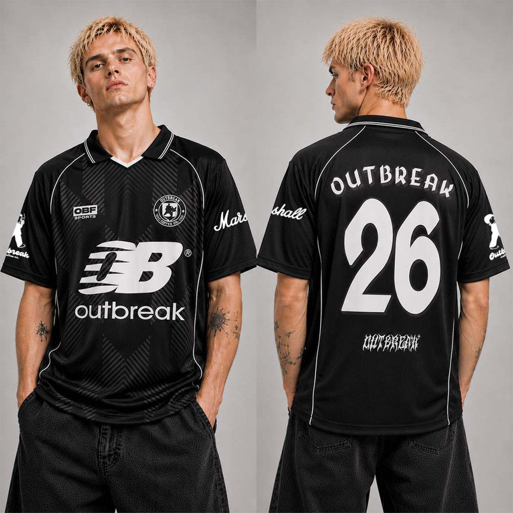 Outbreak Festival 2026 Merch London UK Edition At Victoria Park On August 23 2026 Black Football Jersey - Merchluma