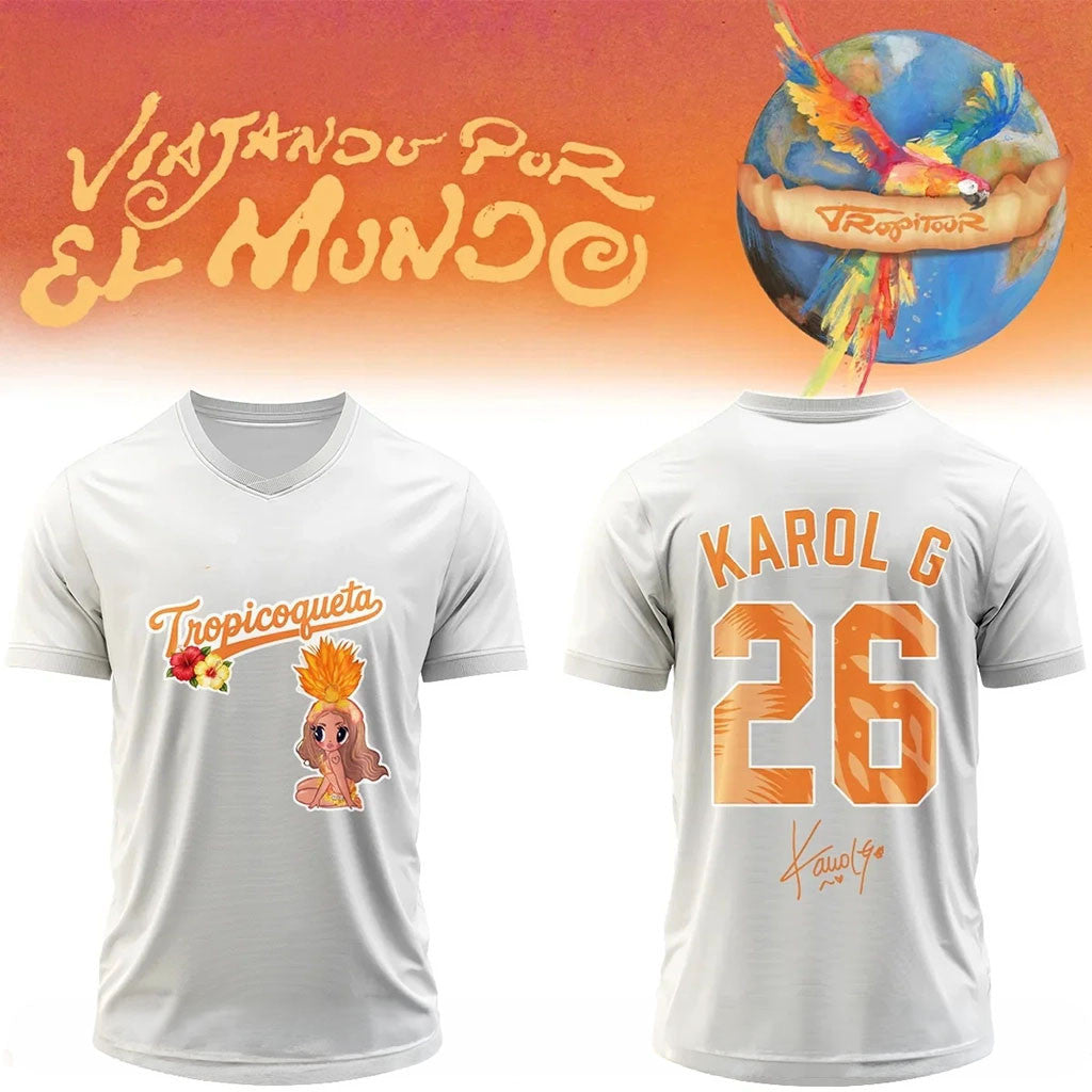 Karol G Nos Vamos de Tour Signature V-Neck Jersey Karol G Merch Gifts For Music Lovers - Merchluma