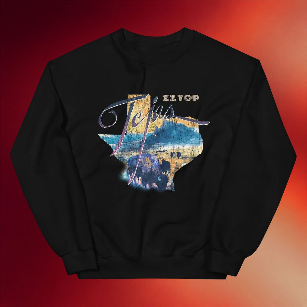ZZ Top Merch 2026 Tejas Crewneck Sweatshirt Black Gift For Rock Lover - Merchluma