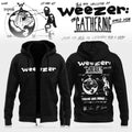 Weezer The Gathering World Wide Signature Zip Hoodie Black Weezer Merch Gifts For Rock Lovers - Merchluma
