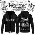 Weezer The Gathering World Wide Signature Zip Hoodie White Weezer Merch Gifts For BFF - Merchluma