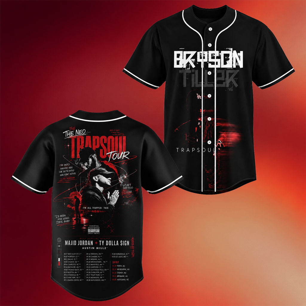 Bryson Tiller Merch 2026 The Neo Trapsoul Tour Schedule Baseball Jersey Bryson Tiller Concert - Merchluma