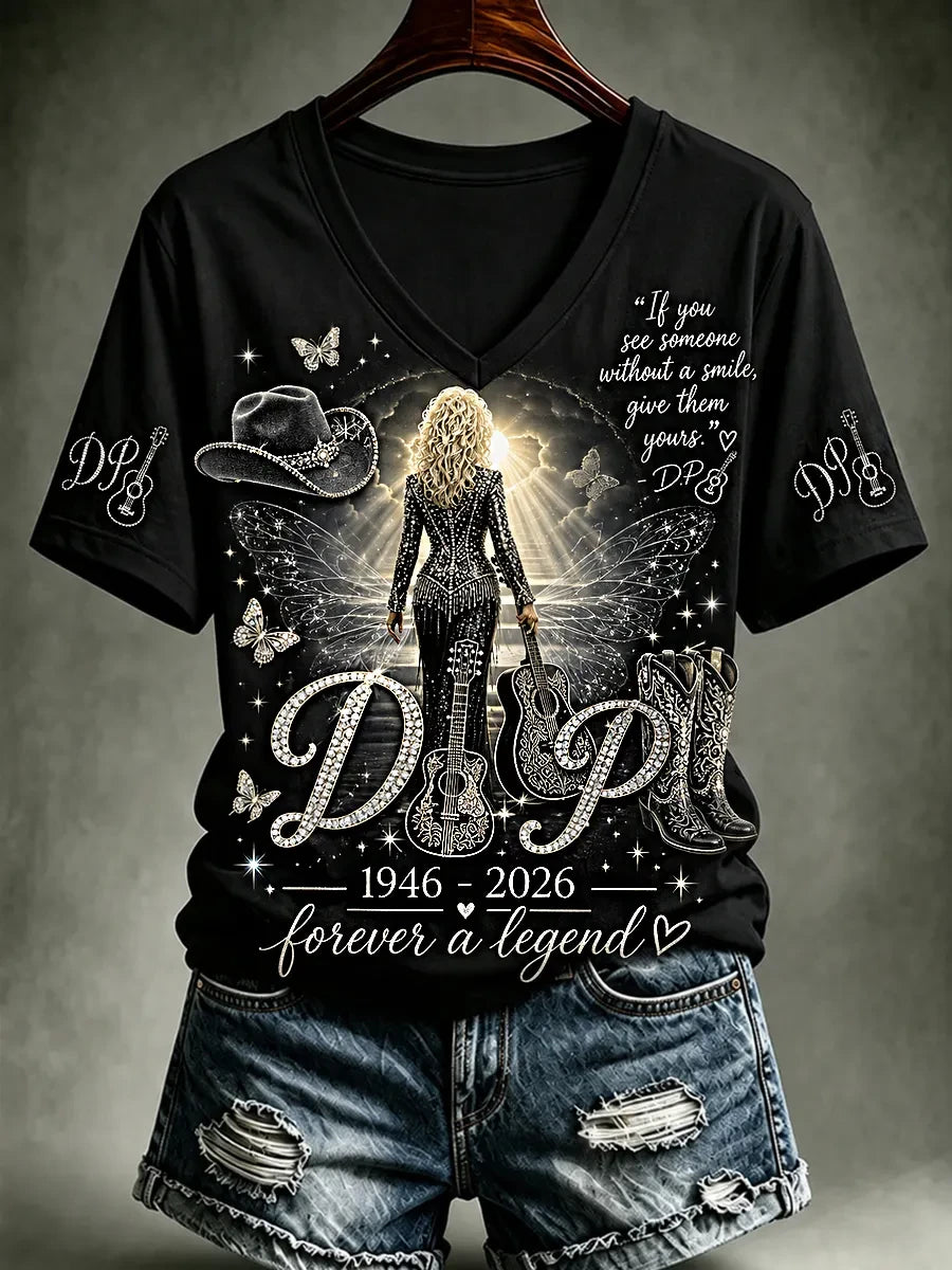 Dolly Parton Forever A Legend V-Neck Shirt 1946 2026 RIP Dolly Parton Merch Music Fan Gifts - Merchluma