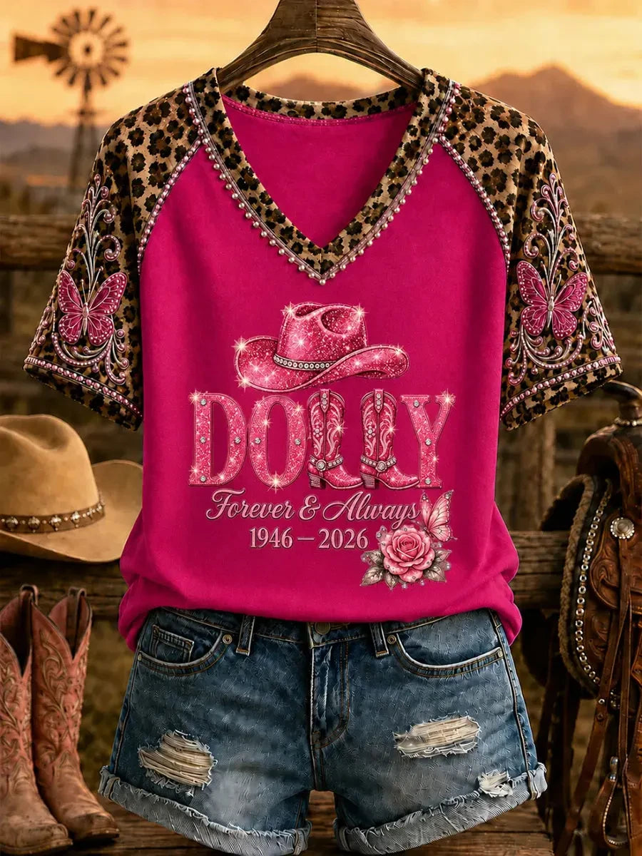 Dolly Parton Memorial Merch Forever And Always 1946 2026 V-Neck Shirt RIP Dolly Clothing Womens - Merchluma