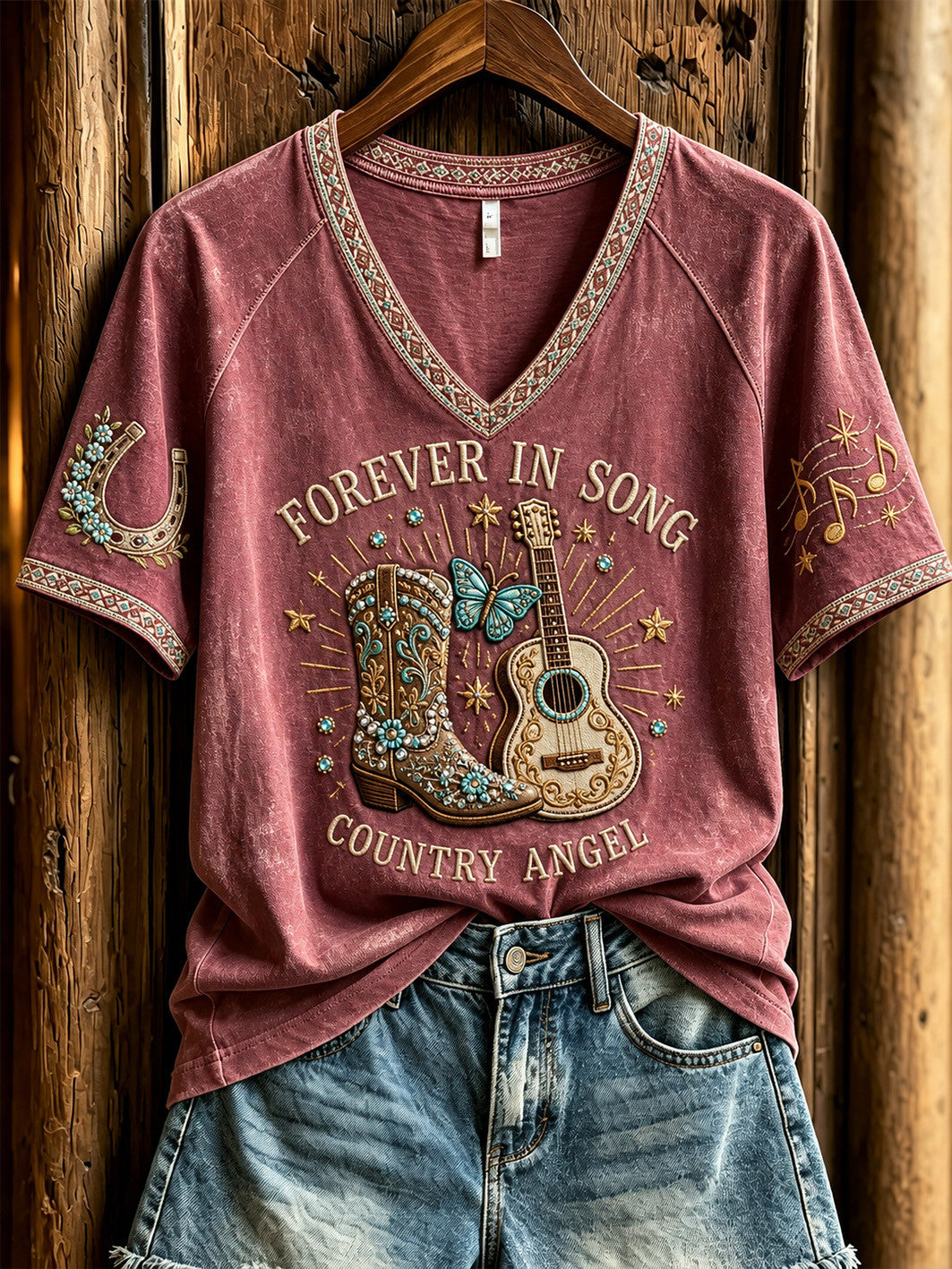 Dolly Parton Memorial Merch Forever In Song Country Angel V-Neck Shirt Tribute Gift Ideas - Merchluma