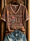 Dolly Parton Forever In Our Heart 1946 2026 V-Neck Shirt Rest In Peace Dolly Parton Merch Womens - Merchluma