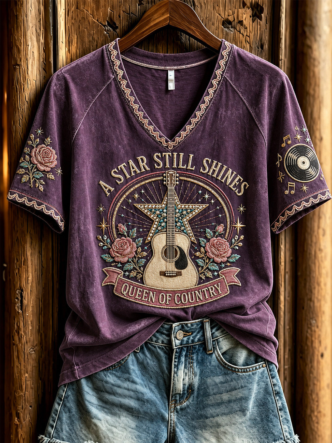 Dolly Parton Memorial Merch A Star Still Shines V-Neck Shirt RIP Queen Of Country Clothing - Merchluma