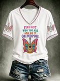 Dolly Parton Memorial Merch Find Out Who You Are And Do It On Purpose Butterfly V-Neck Shirt - Merchluma
