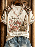 Dolly Parton Merch Forever Dolly Country Songbird 1946 2026 V-Neck Shirt In Our Hearts Tee - Merchluma