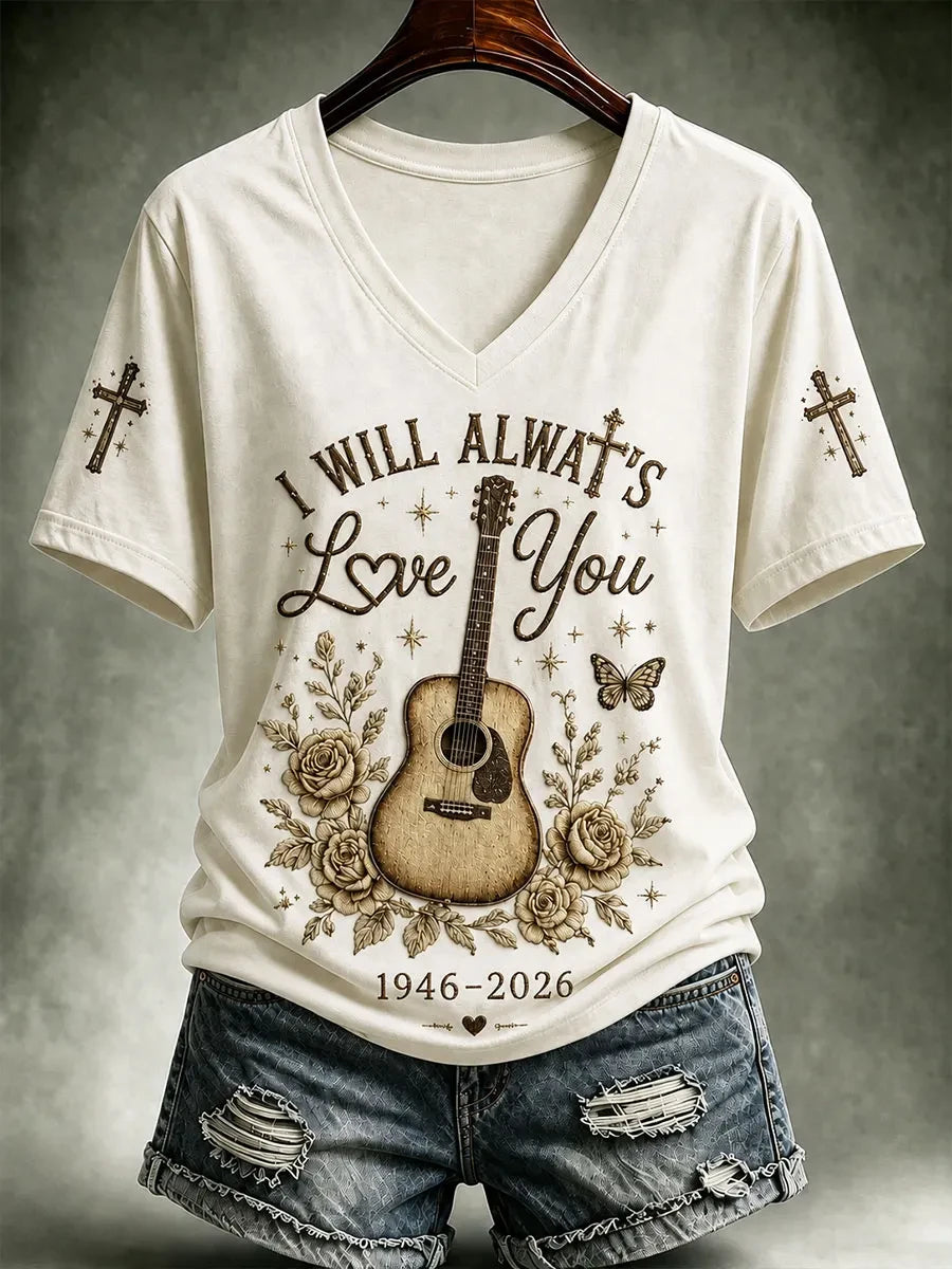 Dolly Parton Merch I Will Always Love You 1946 2026 V-Neck Shirt RIP Merch Gift For Country Fan - Merchluma