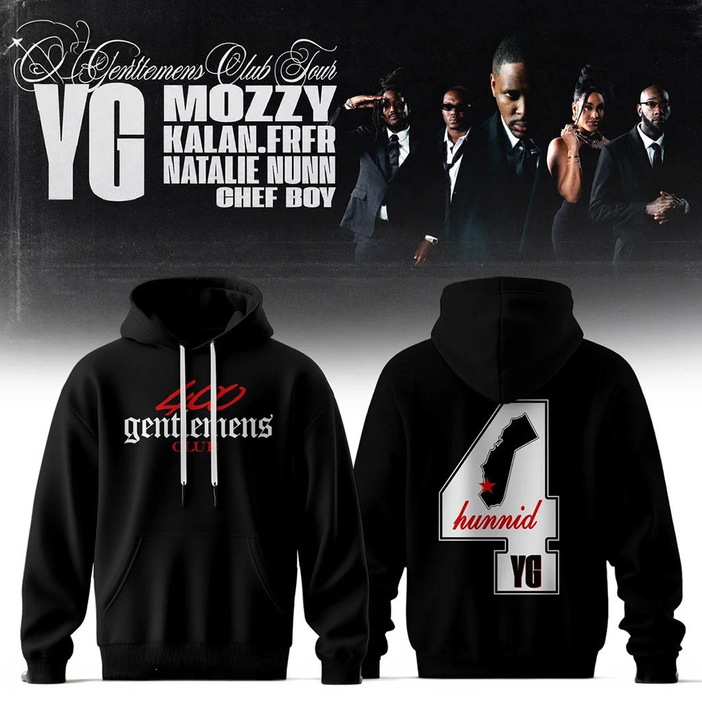 YG 4Hunnid The Gentlemen's Club Tour Hoodie YG Merch Rapper Fan Gifts - Merchluma