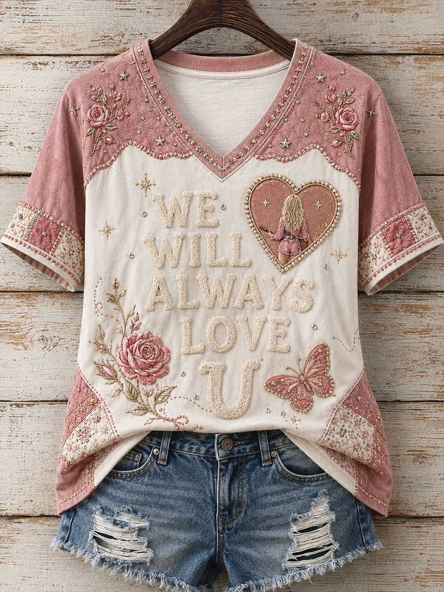 Dolly Parton Merch We Will Always Love You V-Neck Shirt Tribute To Dolly Parton Merch Fan Gifts - Merchluma