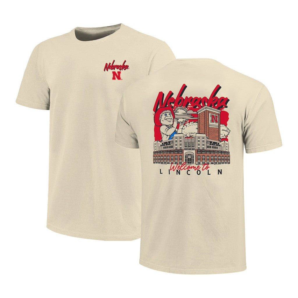 Nebraska Huskers Merch 2026 Nebraska Huskers Image One Hand-Drawn Campus Stack T-Shirt Gifts - Merchluma