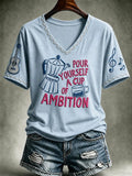 Dolly Parton Merch Pour Yourself A Cup Of Ambition V-Neck Shirt RIP Queen Of Country Tee Womens - Merchluma
