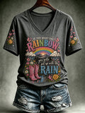 If You Want The Rainbow You Gotta Put Up With The Rain V-Neck Shirt Dolly Parton Memorial Gifts - Merchluma
