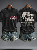 RIP Dolly Parton 1946 2026 V-Neck Shirt Pour Yourself A Cup Of Ambition Queen Of Country Tee - Merchluma