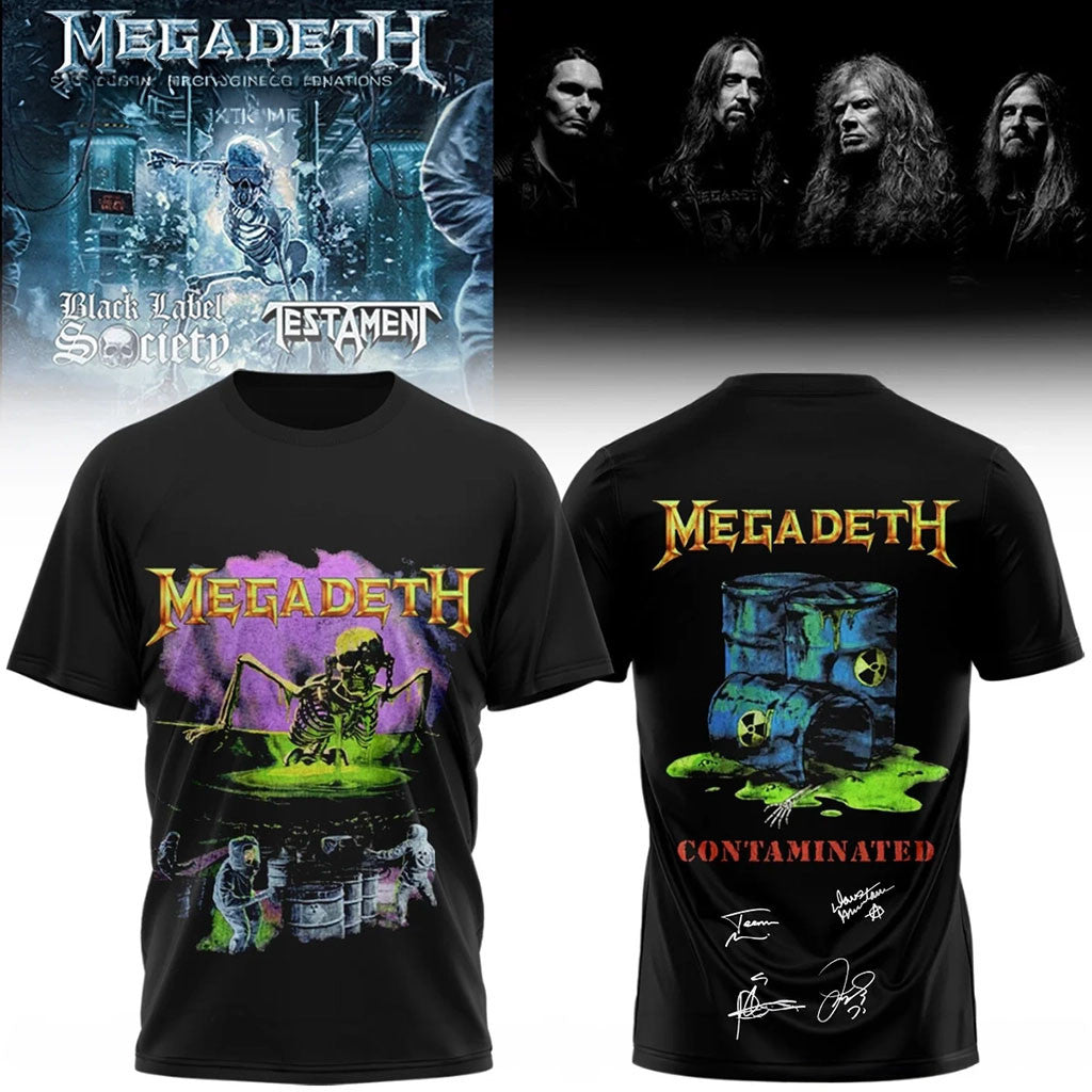 Megadeth Contaminated T-Shirt Vic Rattlehead Toxic Waste Graphic Tee Megadeth Merch Fan Gift - Merchluma