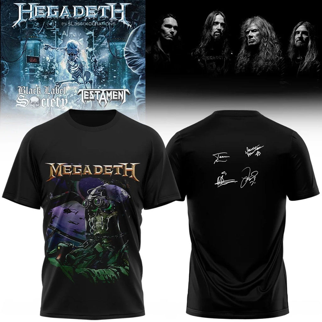 Megadeth Vic Rattlehead Drummer T-Shirt Heavy Metal Band Signature Tee Megadeth Merch - Merchluma