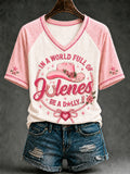 In A World Full Of Jolenes Be A Dolly V-Neck Shirt Dolly Parton Memorial Merch Women's - Merchluma