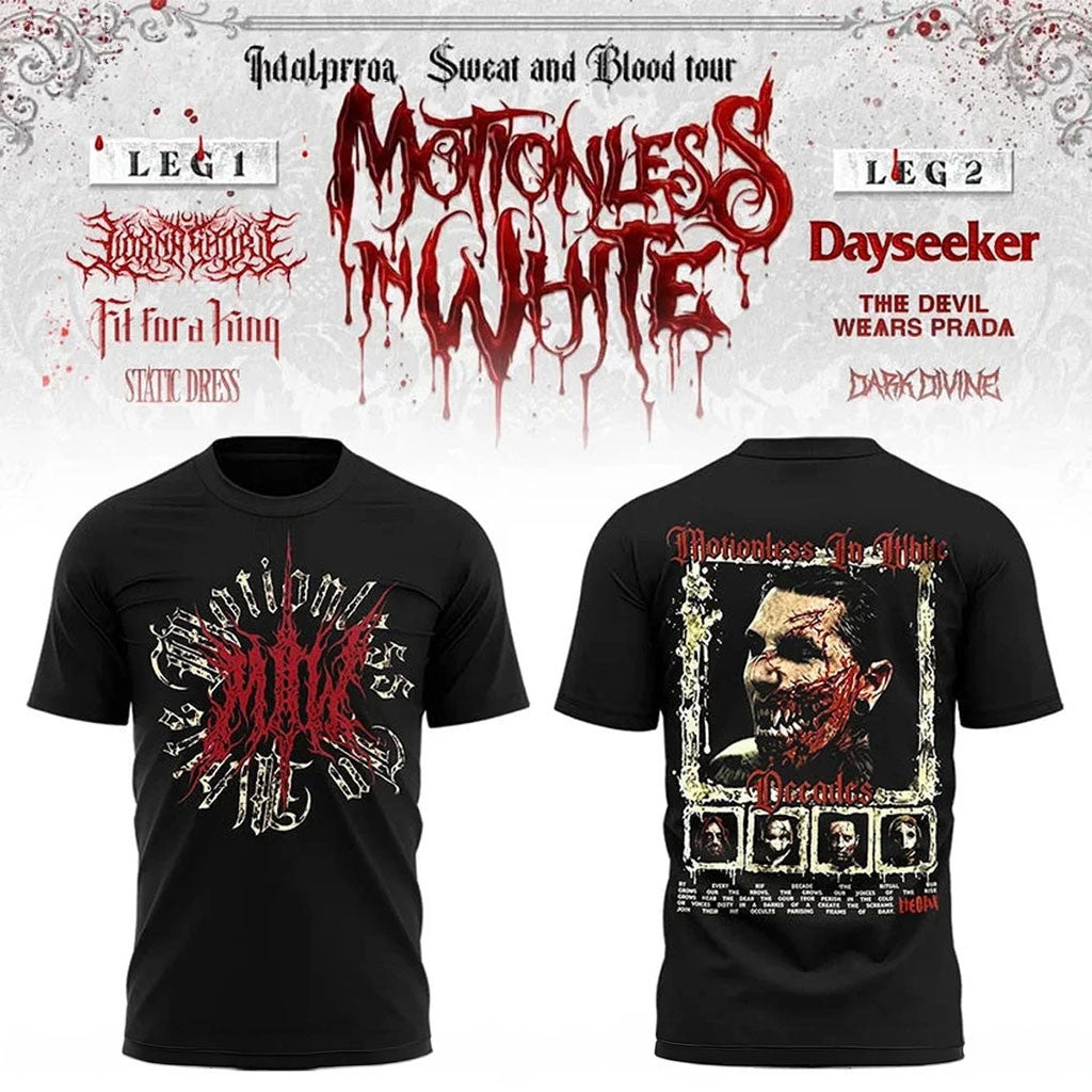 Motionless In White The Sweat And Blood Tour Shirt MIW Merch Metalcore Band Fan Gift - Merchluma