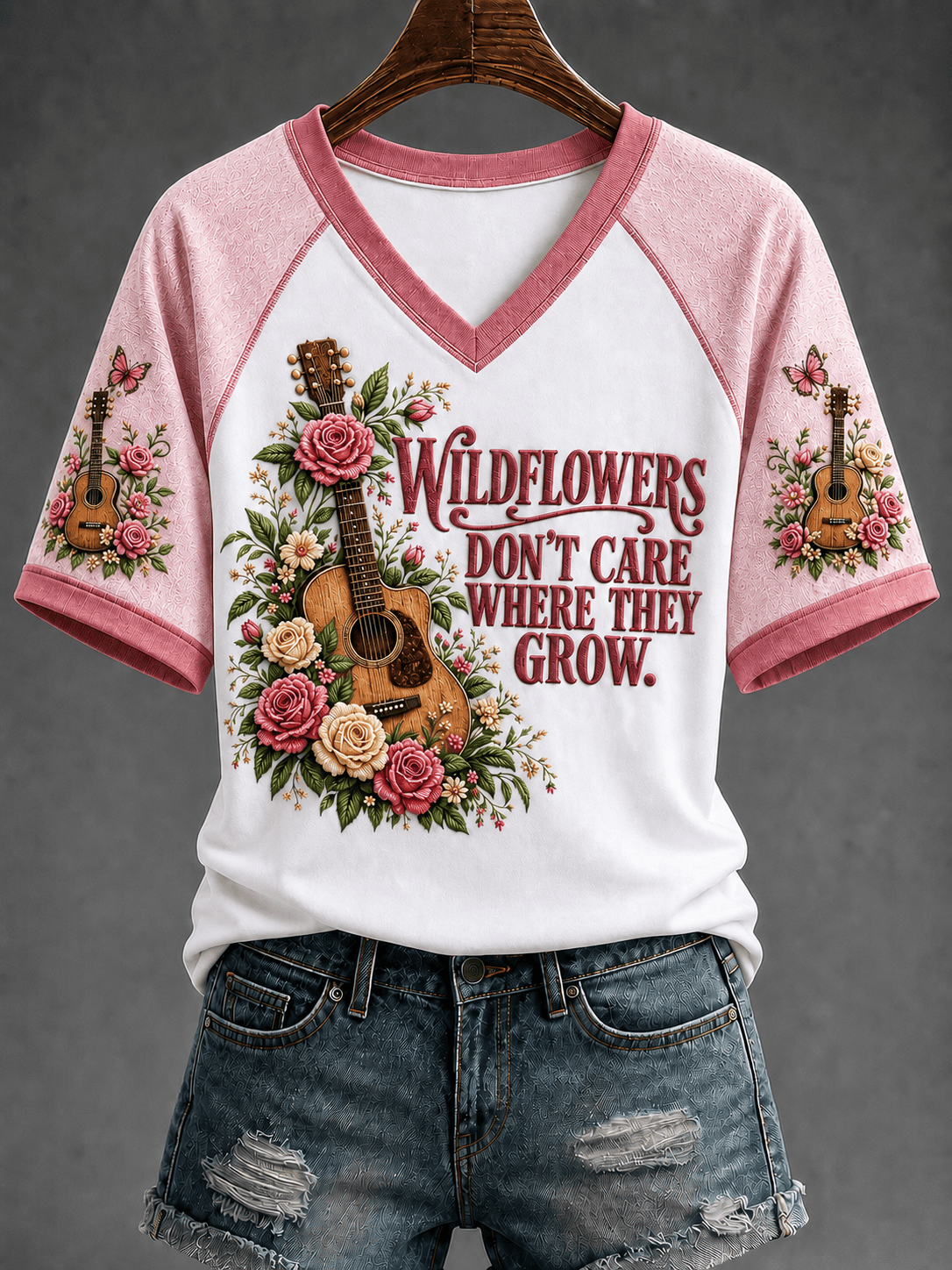 RIP Dolly Parton Merch Wildflowers Don't Care Where They Grow V-Neck Shirt Memorial Merch - Merchluma