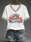RIP Dolly Parton V-Neck Shirt If You Want The Rainbow You Gotta Put Up With The Rain Tee White - Merchluma