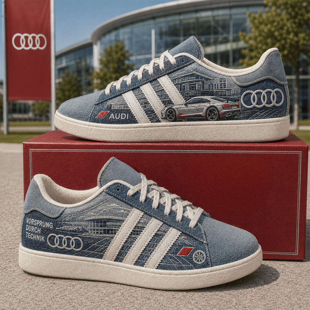 Audi Vorsprung Durch Technik Shoes Sneakers Audi Merch Gifts For Automotive Enthusiasts - Merchluma