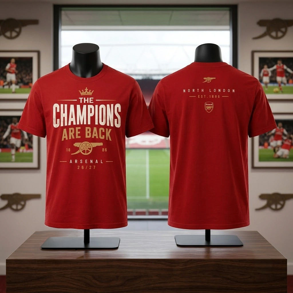 Arsenal 2026 27 Premier League The Champions Are Back T-Shirt Arsenal FC Merch Fans Gifts - Merchluma