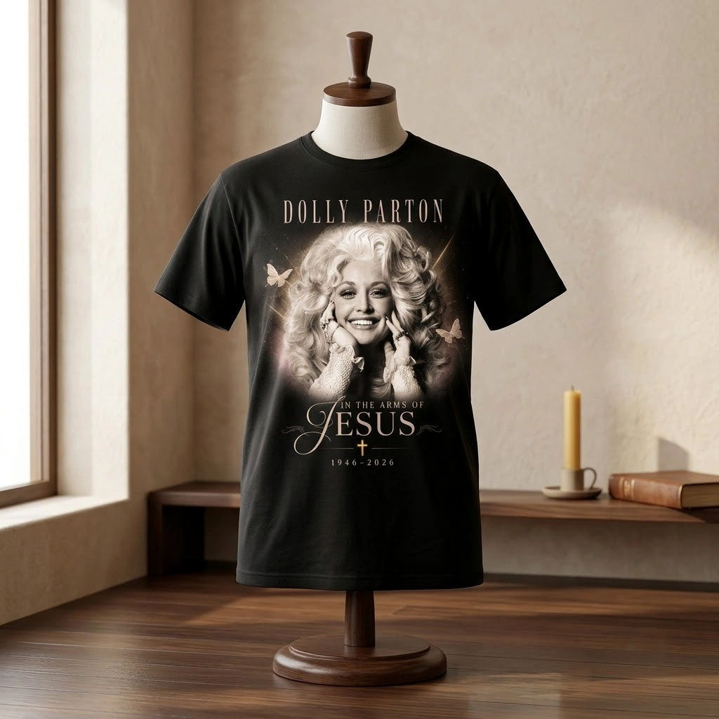 Dolly Parton In The Arms Of Jesus 1946-2026 Vintage T-Shirt RIP Dolly Parton Merch Mom Gifts - Merchluma