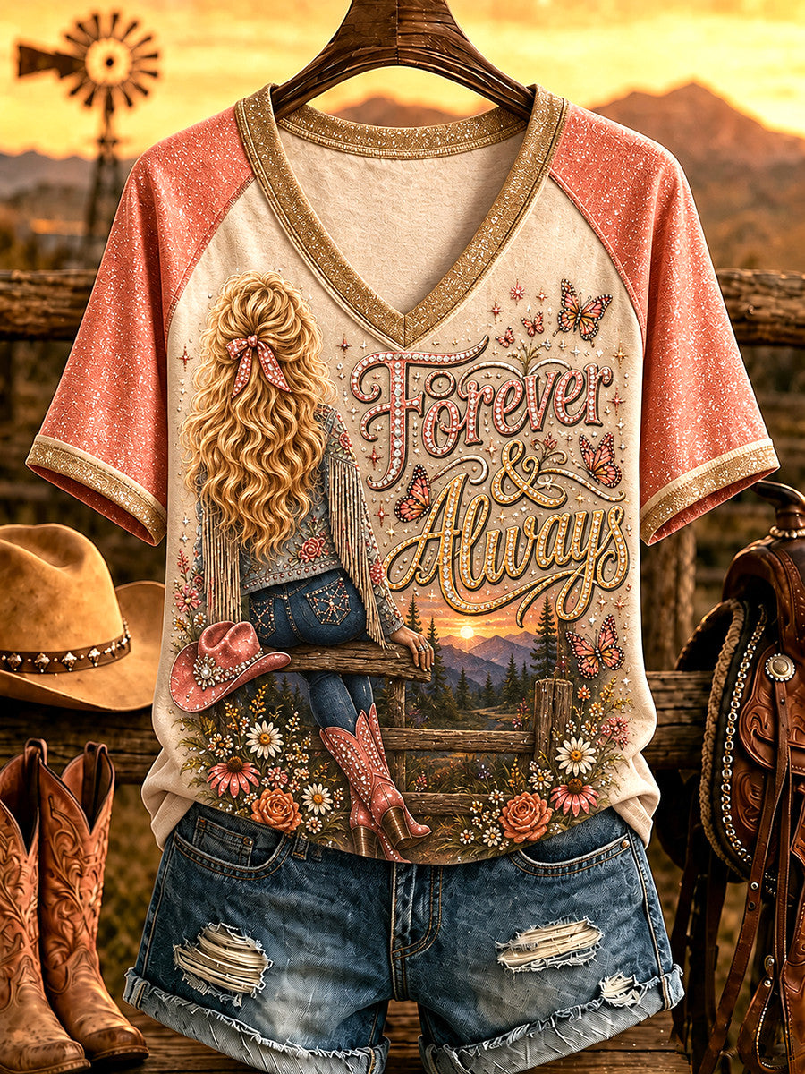 RIP Dolly Parton Merch Forever And Always V-Neck Shirt 1946 2026 Memorial Merch Fan Gifts - Merchluma