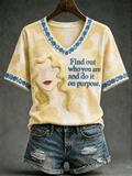 RIP Dolly Parton Merch Find Out Who You Are And Do It On Purpose V-Neck Shirt Memorial Gifts - Merchluma