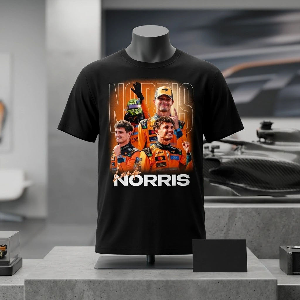 Lando Norris McLaren Racing Photo Collage Graphic T-Shirt Lando Norris Merch Racing Fans Gifts - Merchluma