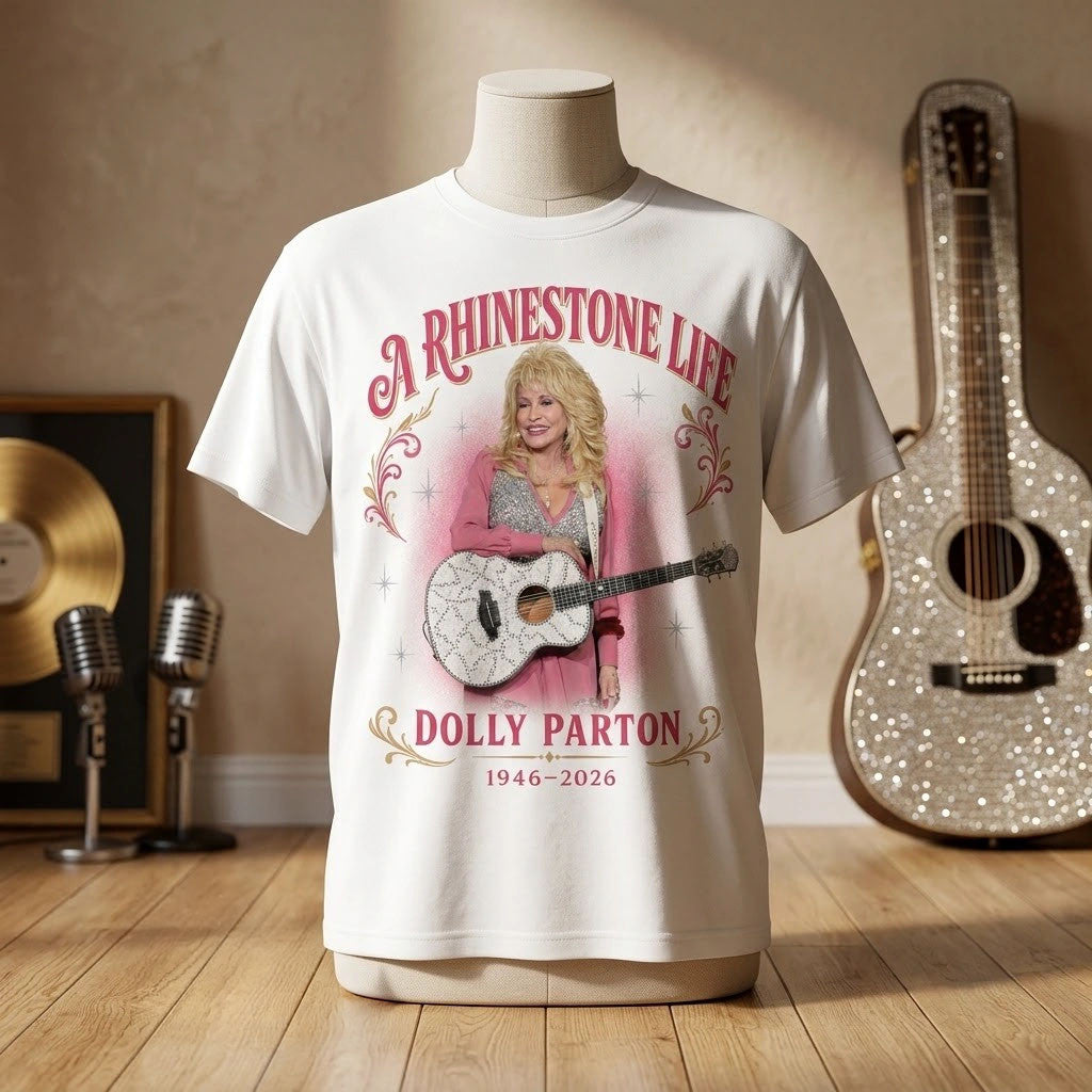 Dolly Parton A Rhinestone Life In Loving Memory 1946-2026 Classic T-Shirt RIP Dolly Parton Merch - Merchluma