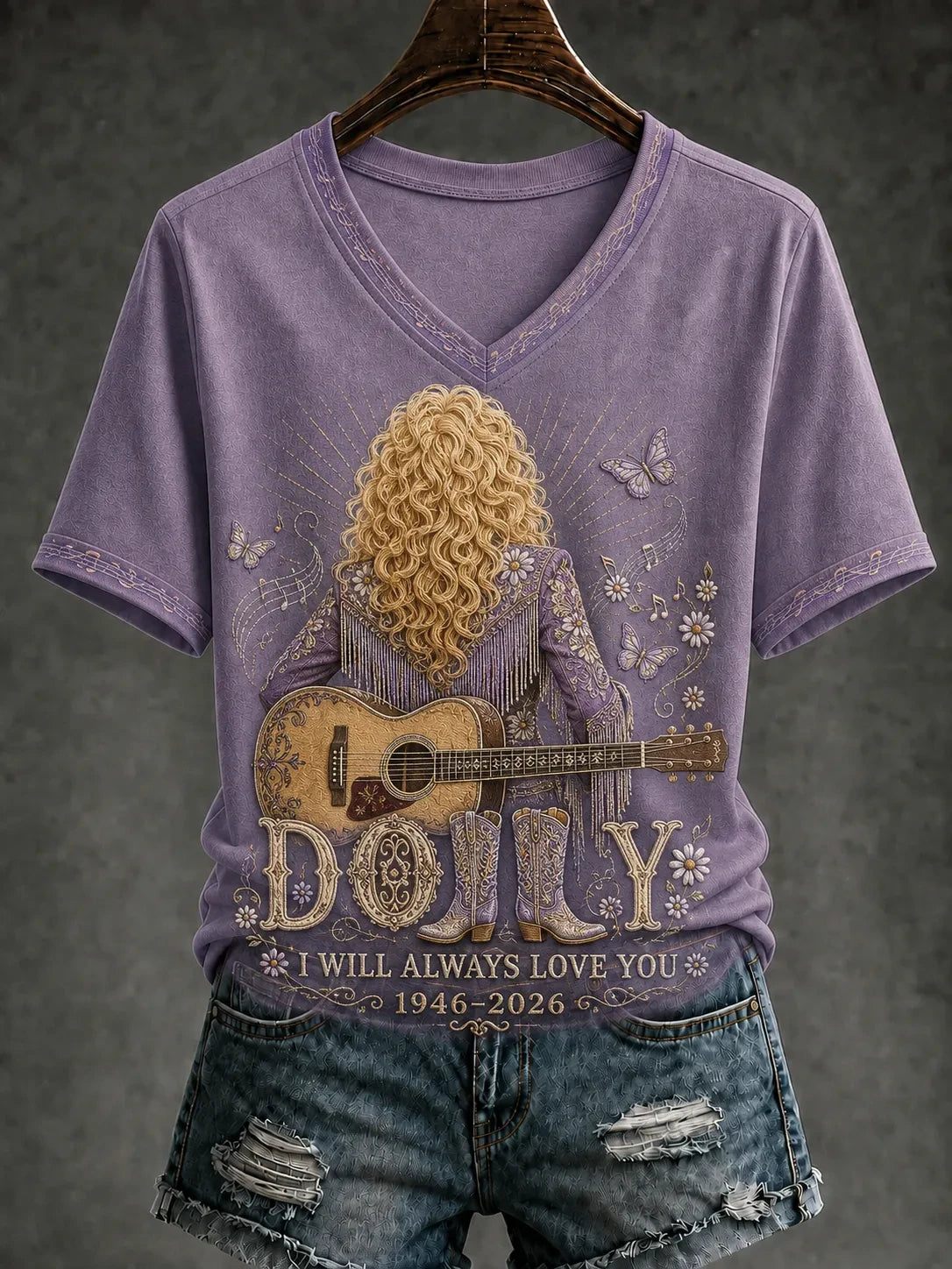 RIP Dolly Parton Merch I Will Always Love You 1946 2026 V-Neck Shirt Dolly Memorial Gifts - Merchluma