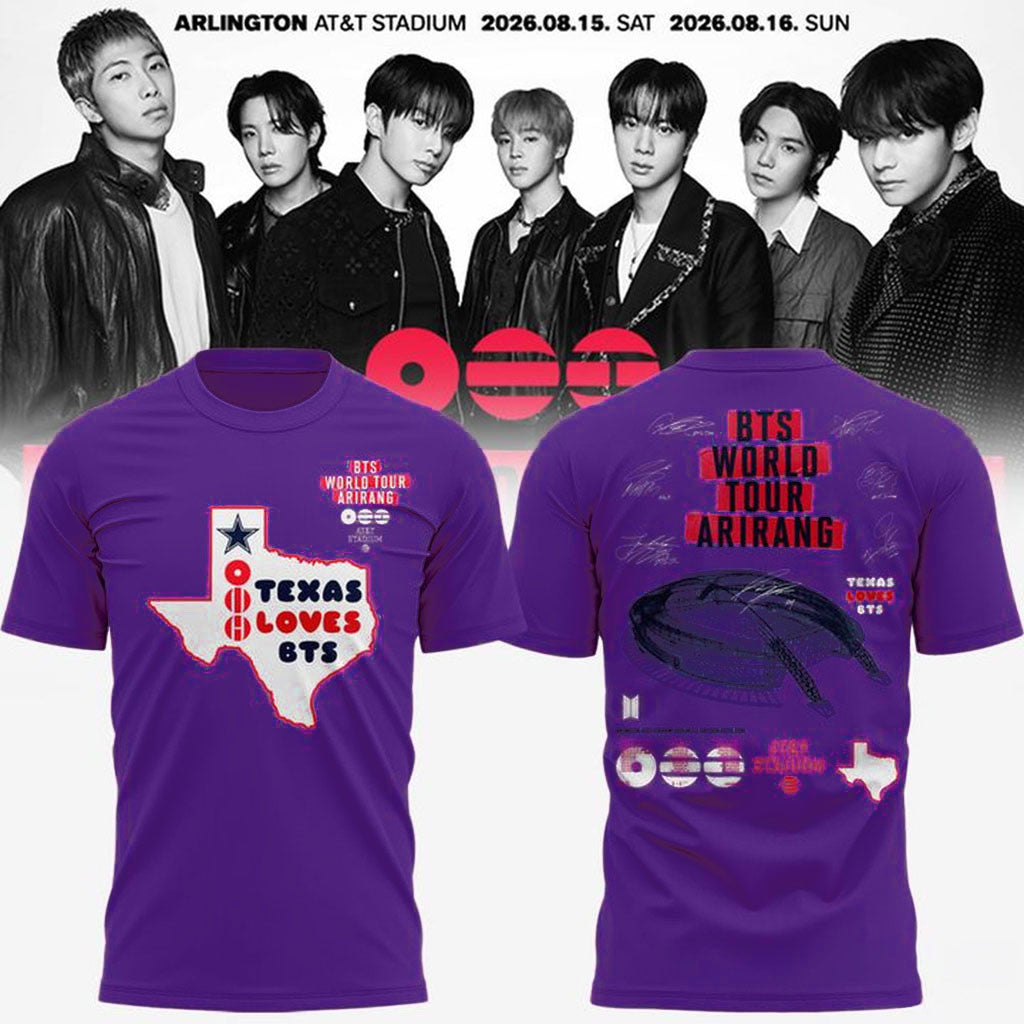 BTS World Tour Arirang Texas Loves BTS AT&T Stadium T-Shir BTS Merch Gift For Army - Merchluma