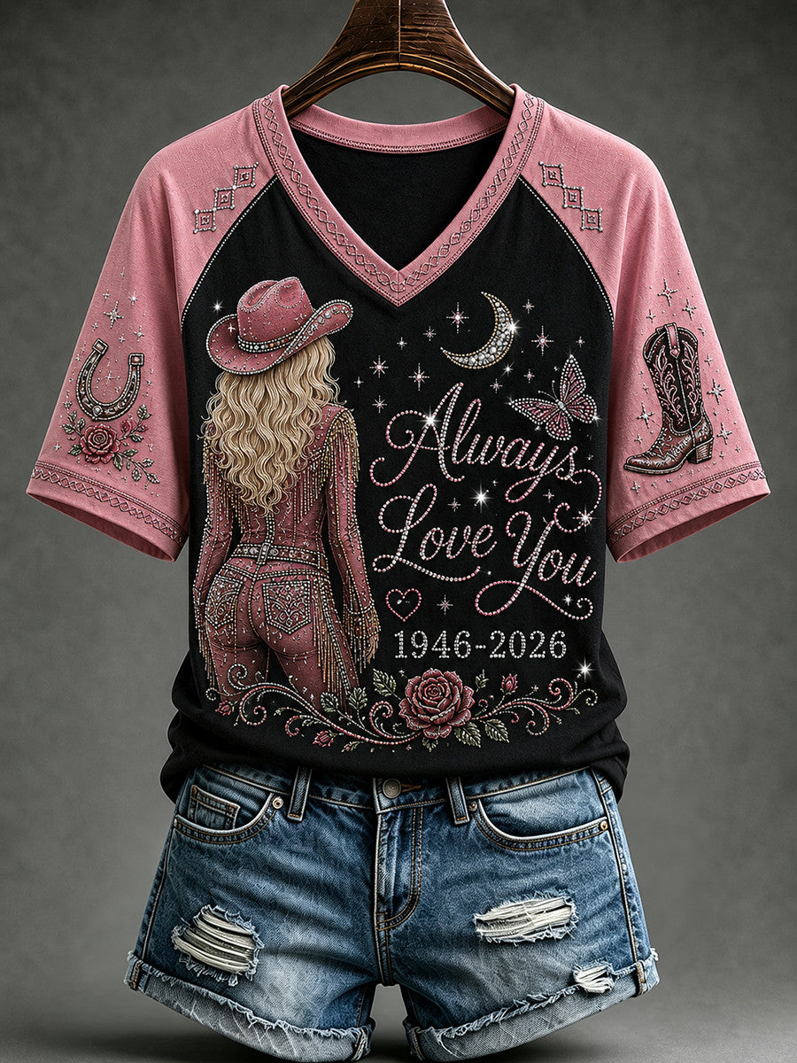 RIP Dolly Parton Merch Always Love You 1946 2026 V-Neck Shirt Country Music Memorial Clothing - Merchluma