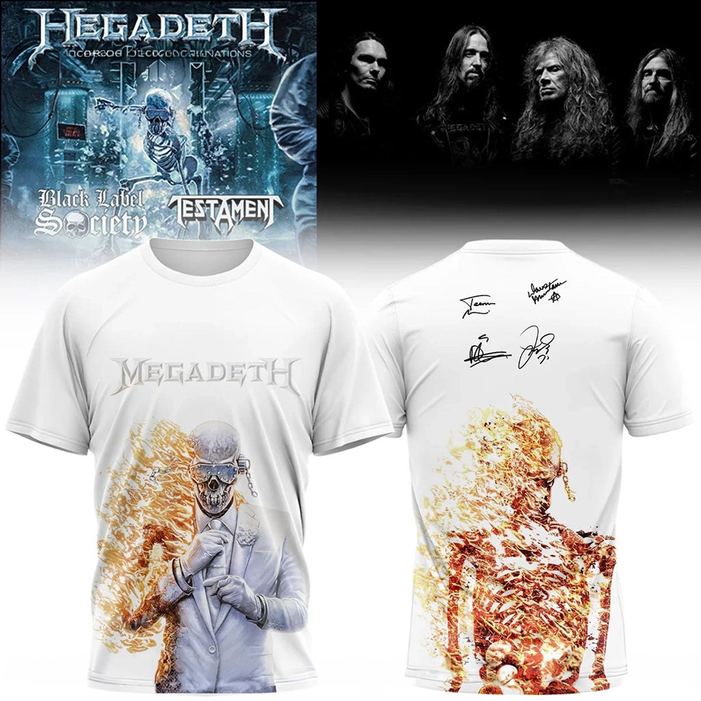 Megadeth Vic Rattlehead Fire T-Shirt Heavy Metal Band Signature Shirt Megadeth Merch Fan Gift - Merchluma